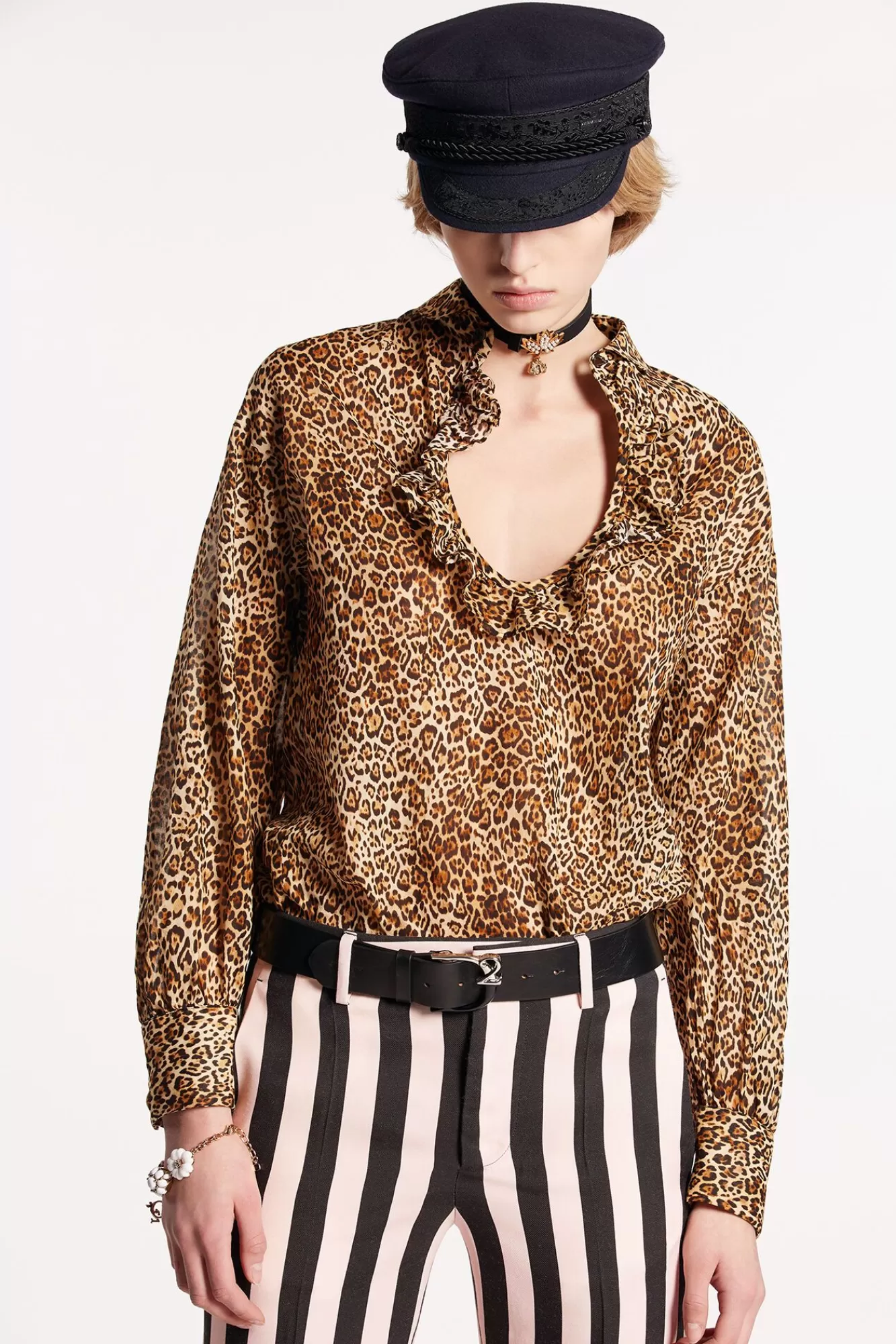 Animal Print Long Sleeve Fluid Top<Dsquared2 Outlet