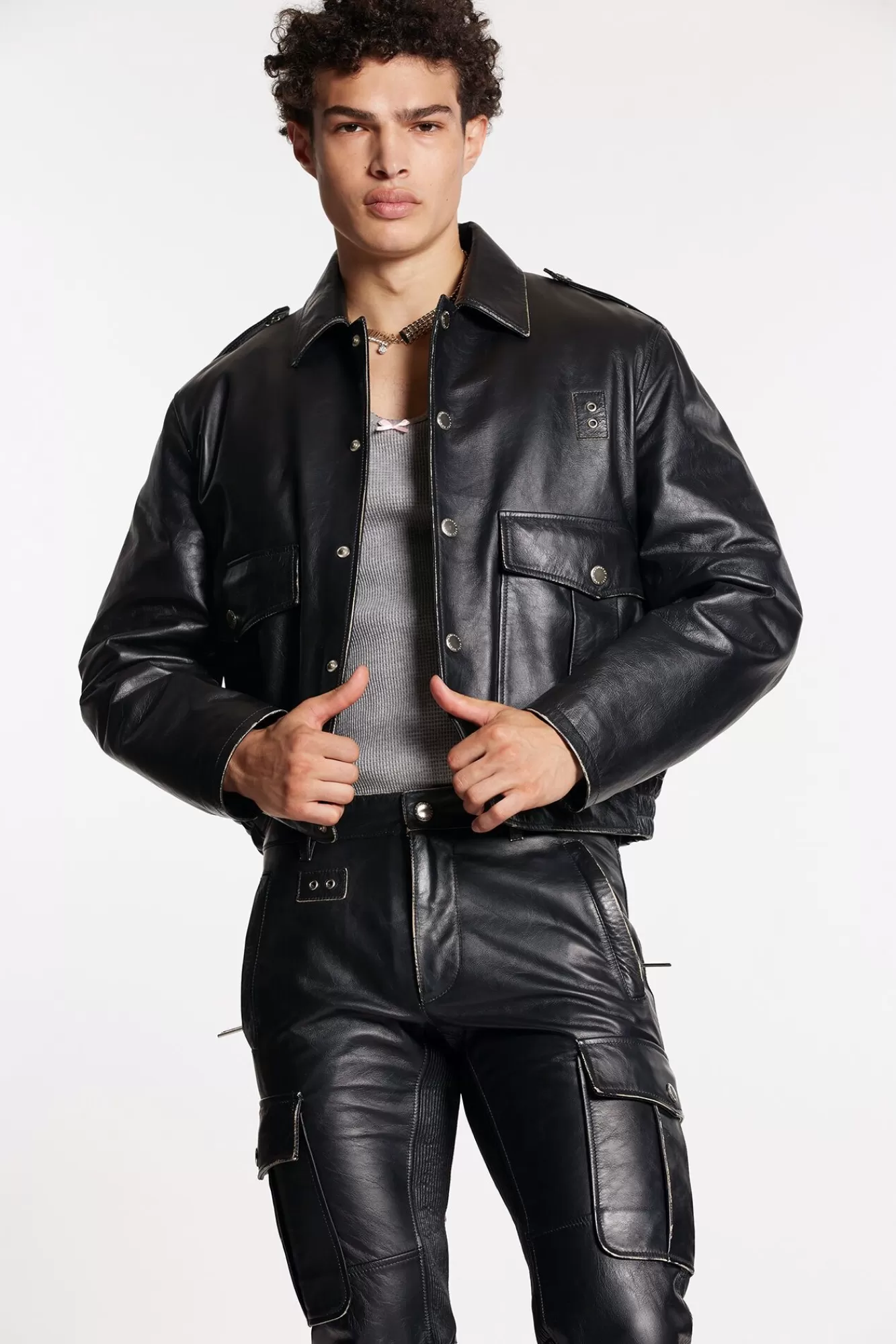 Aviator Leather Jacket<Dsquared2 Clearance