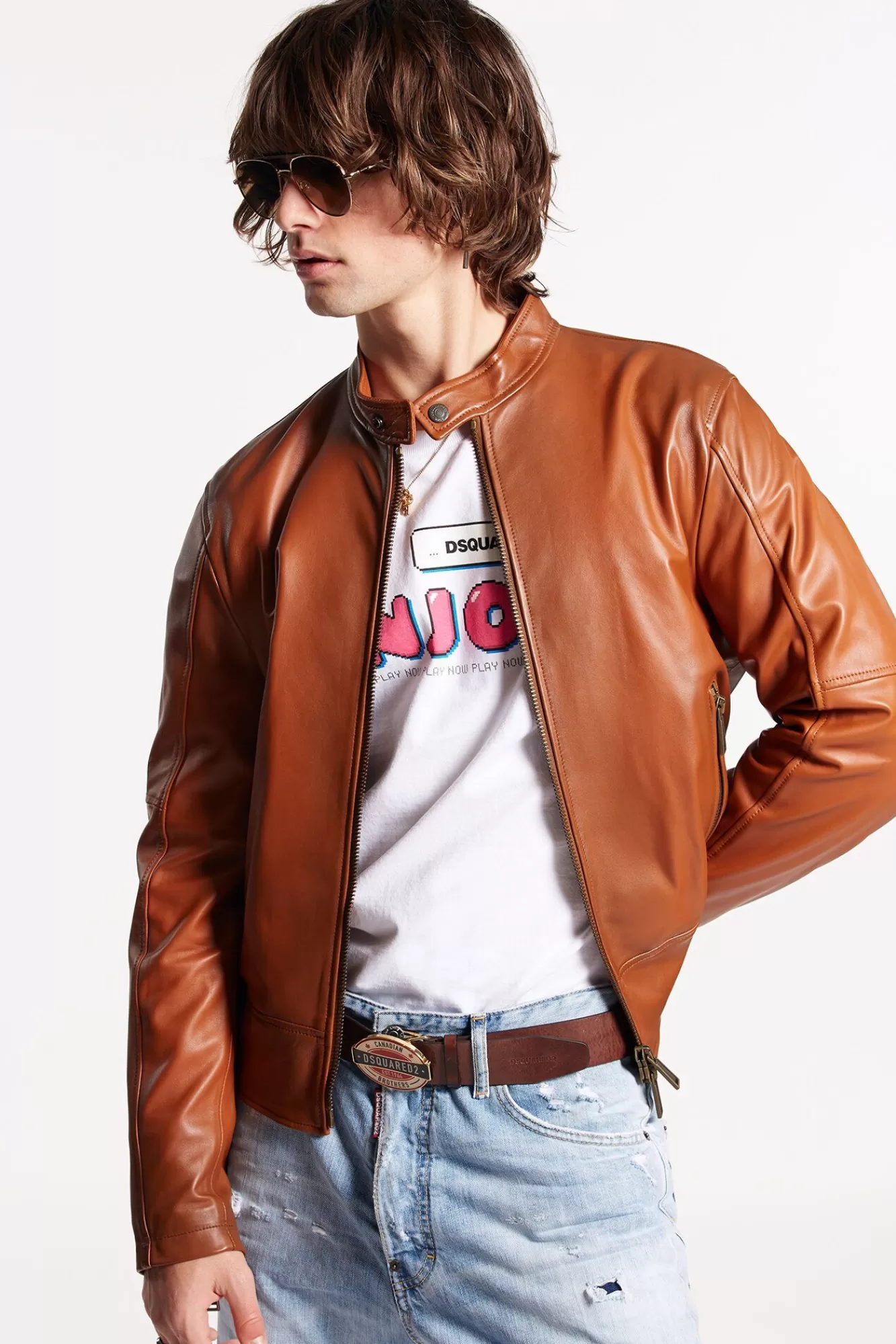 Biker Leather Jacket<Dsquared2 Shop
