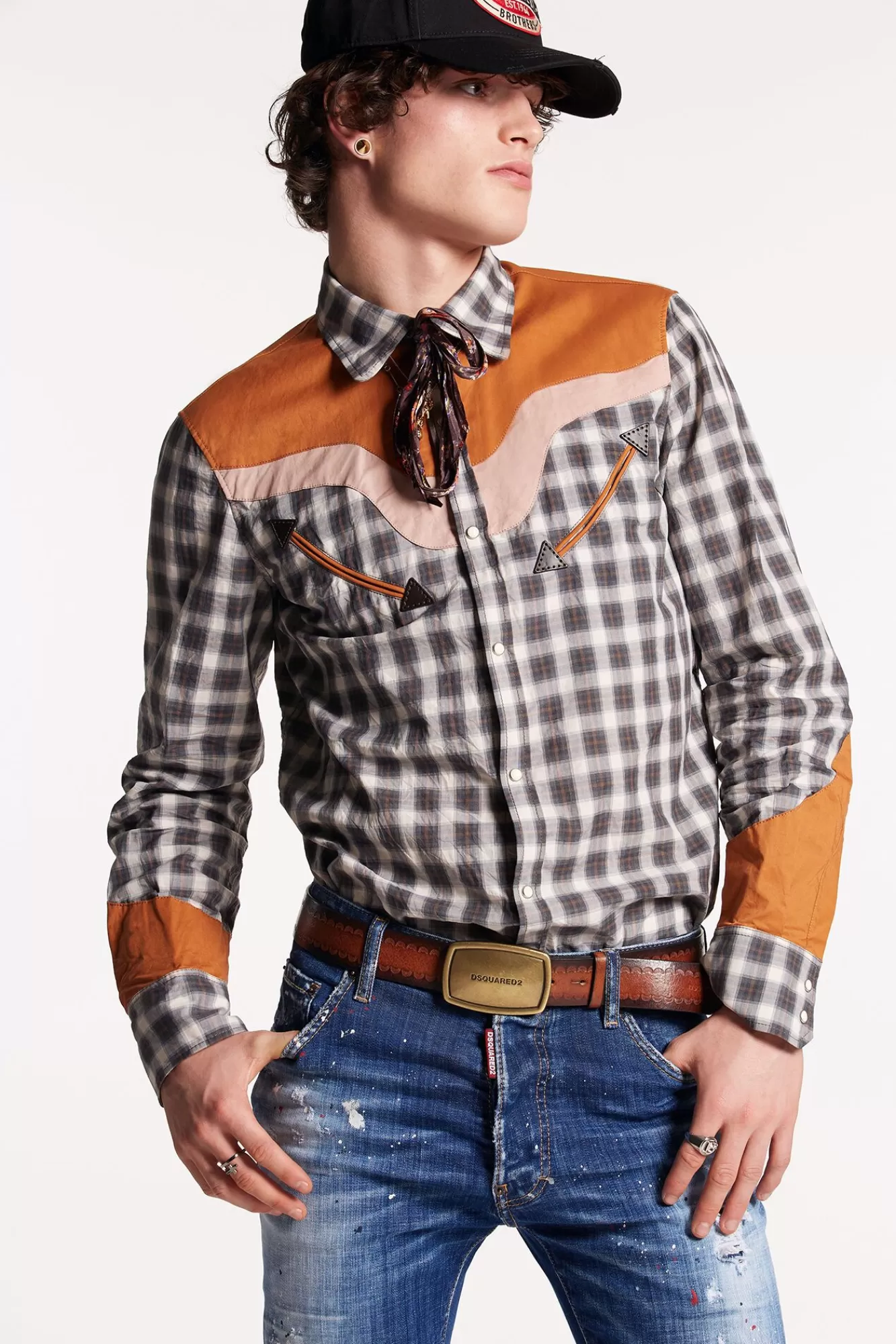 Checked Cotton Western Shirt<Dsquared2 Best Sale