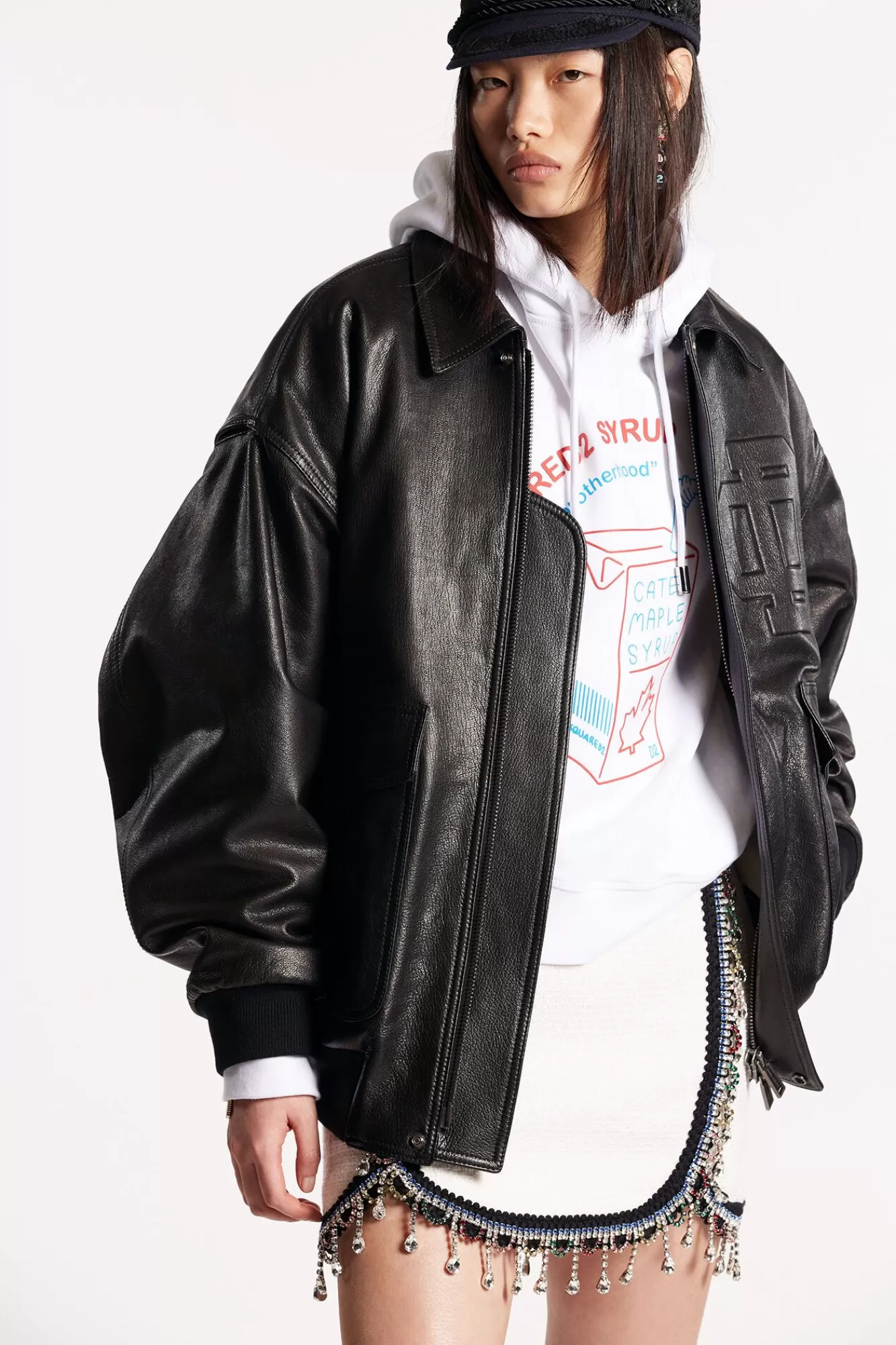 Classic Leather Bomber Jacket<Dsquared2 Clearance