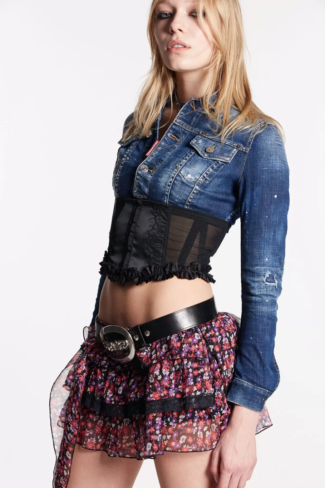 Cloudy Wash Corset Jean Jacket<Dsquared2 Cheap