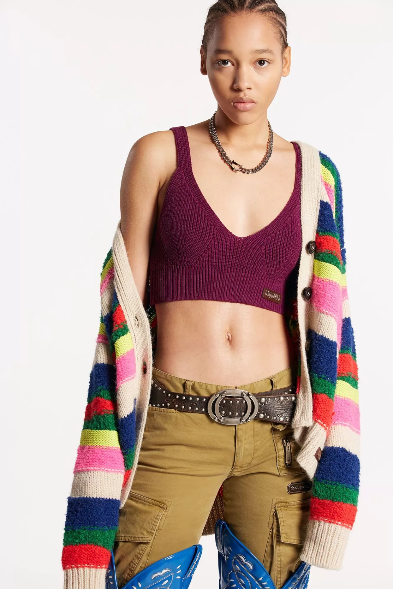 Cropped Top Half Cardigan Stitch Knit<Dsquared2 Sale