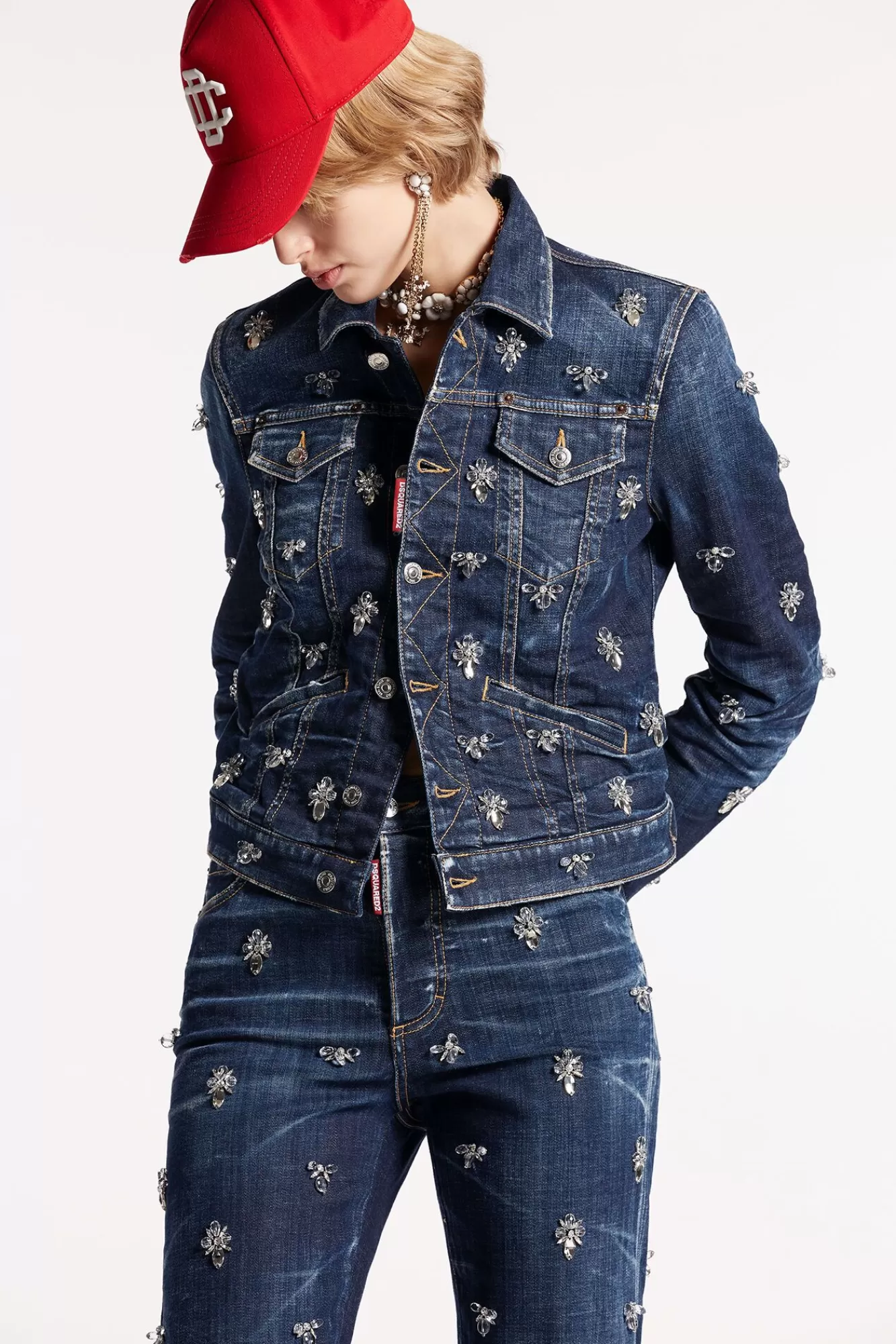 Crystal Flies Wash Boyfriend Jean Jacket<Dsquared2 Flash Sale