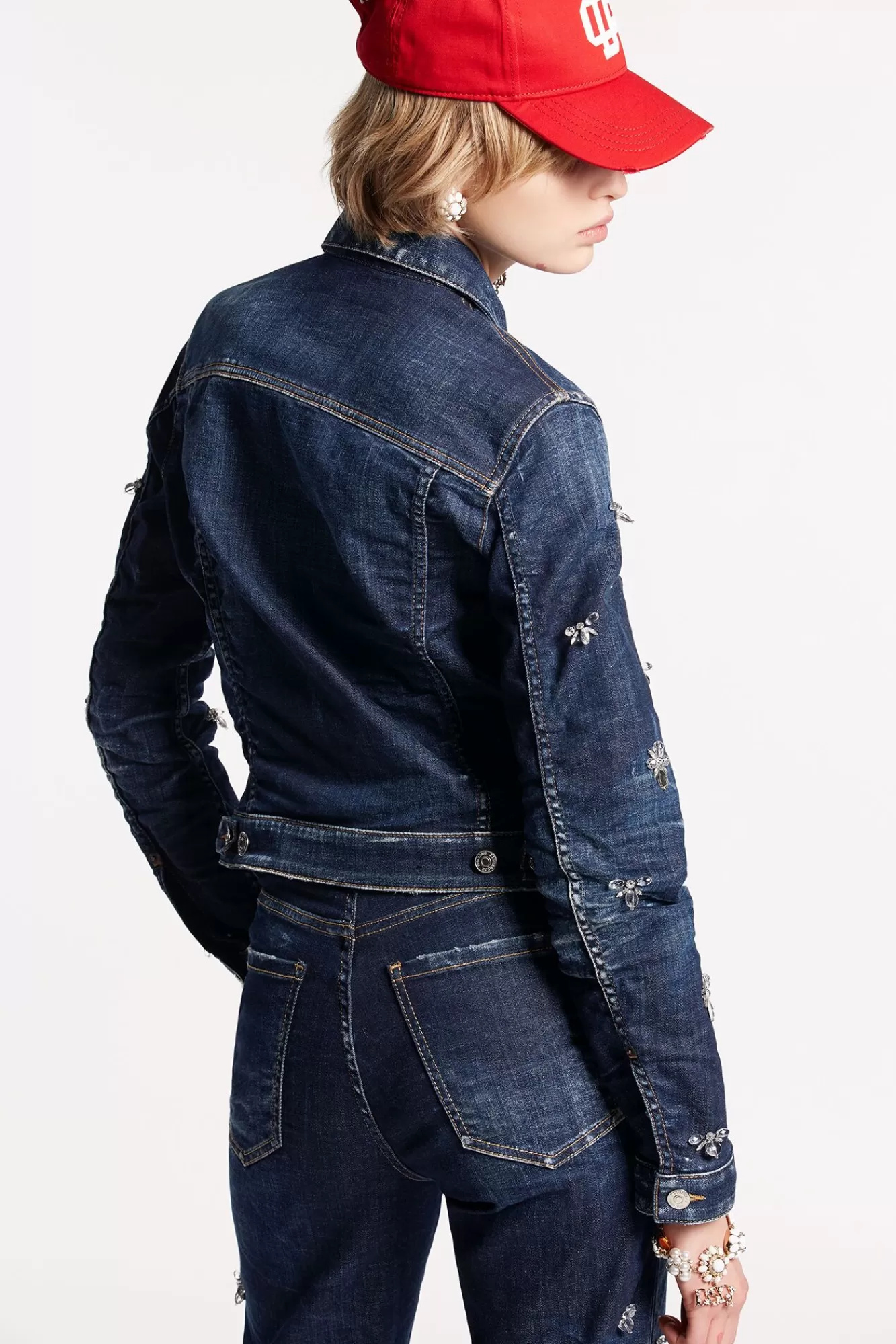 Crystal Flies Wash Boyfriend Jean Jacket<Dsquared2 Flash Sale