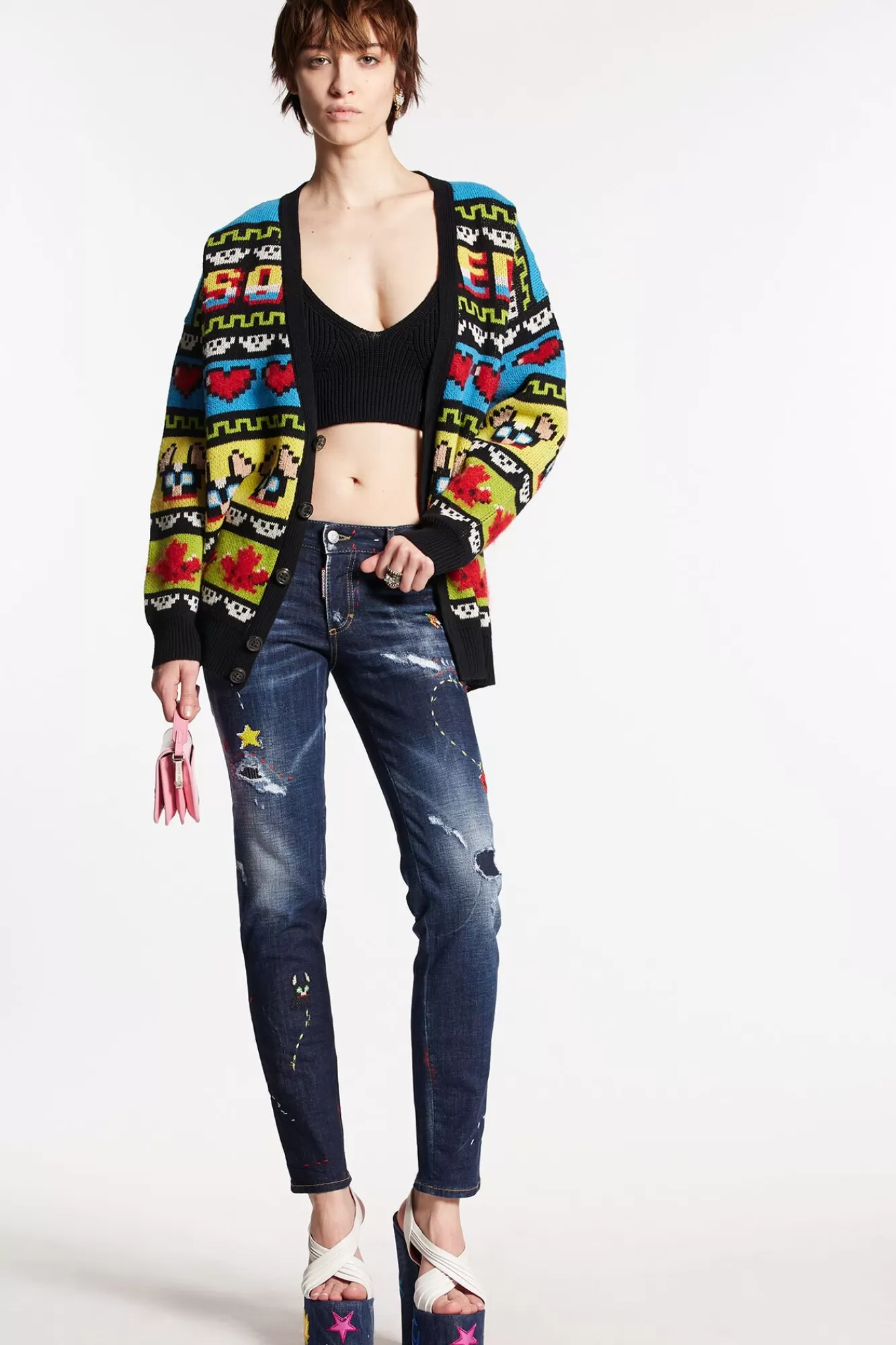 Dark Monster Maze Wash Medium Waist Skinny Jeans<Dsquared2 Online