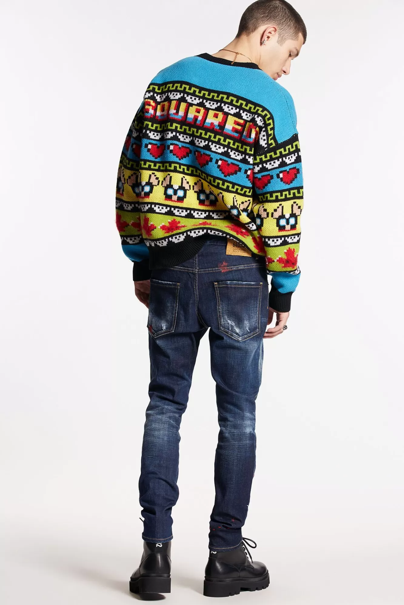 Dark Monster Maze Wash Skater Jeans<Dsquared2 Sale