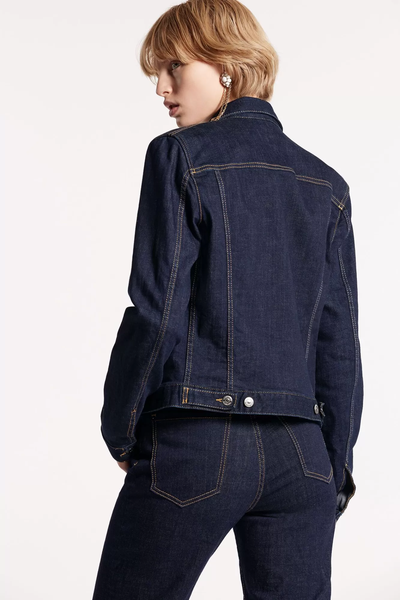 Dark Rinse Wash Boyfriend Jean Jacket<Dsquared2 Cheap