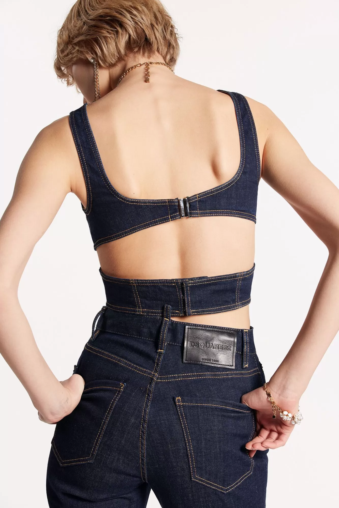 Dark Rinse Wash Cut Out Denim Top<Dsquared2 Best