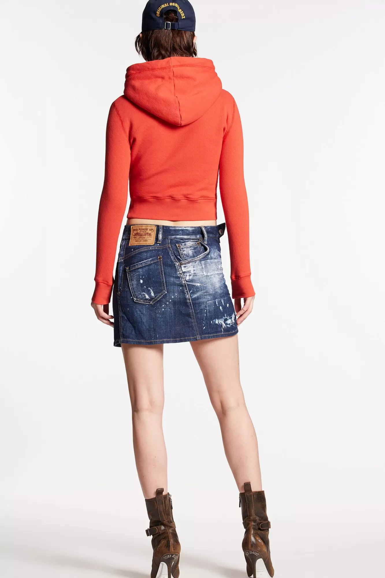 Dark Ripped Wash Side Open Mini Skirt<Dsquared2 Sale