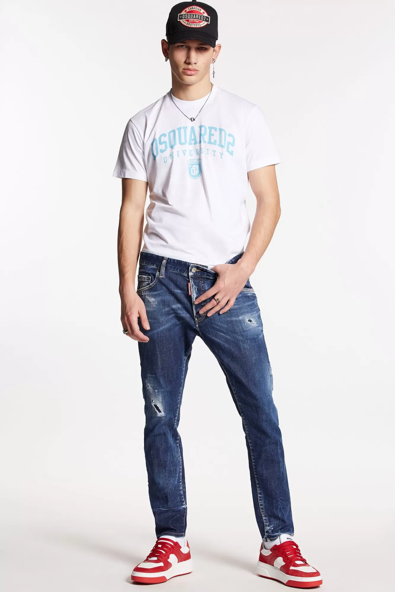 Dark Scar Wash Skater Jeans<Dsquared2 Outlet