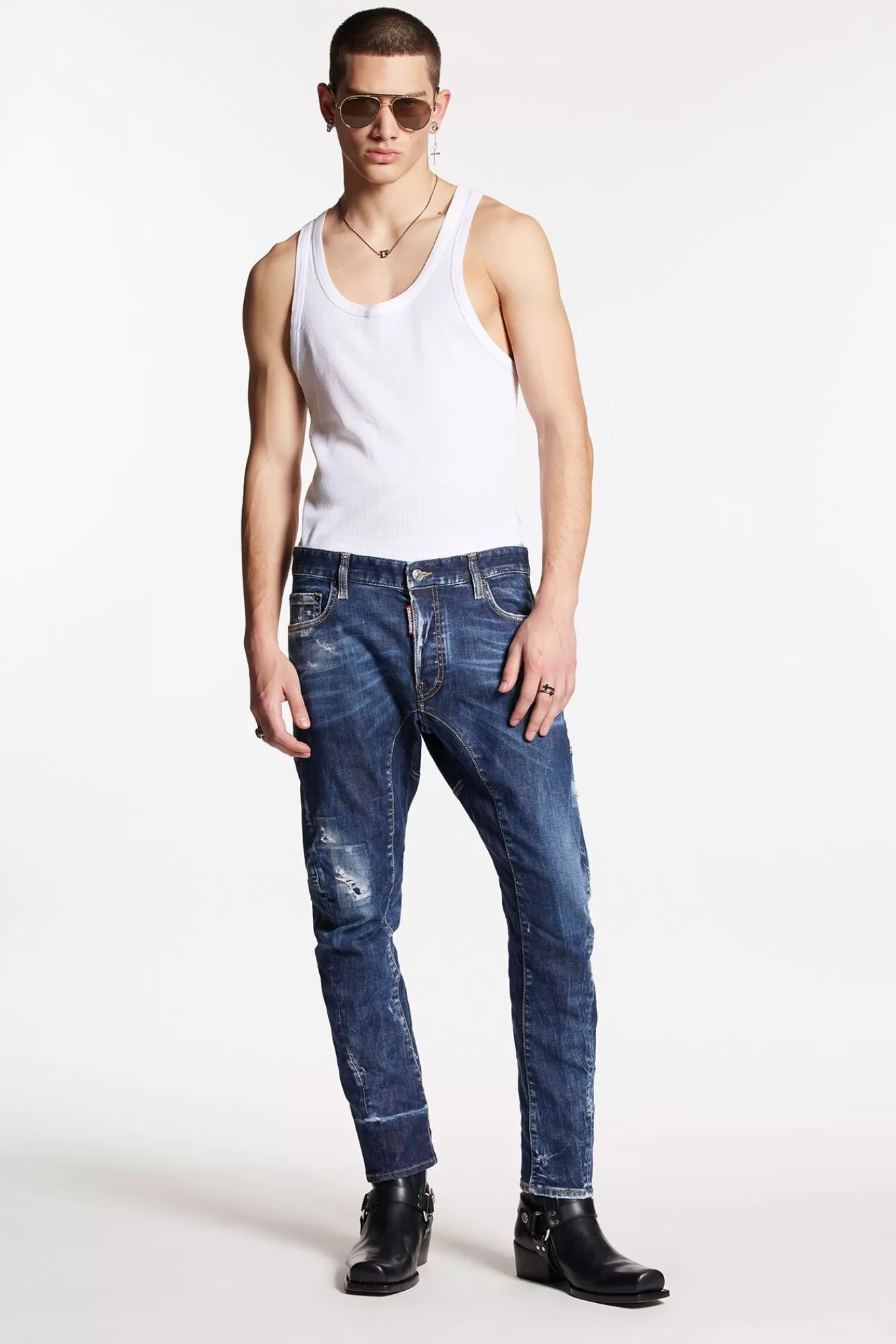 Dark Scar Wash Tidy Biker Jeans<Dsquared2 Outlet