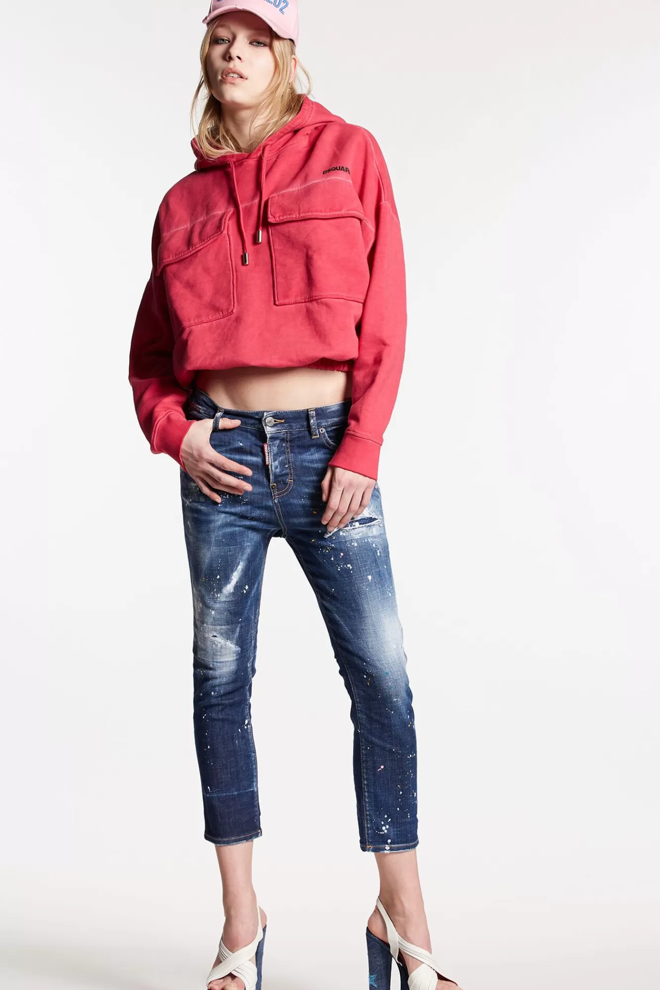 Dark Spotted Wash Cool Girl Cropped Jeans<Dsquared2 Fashion