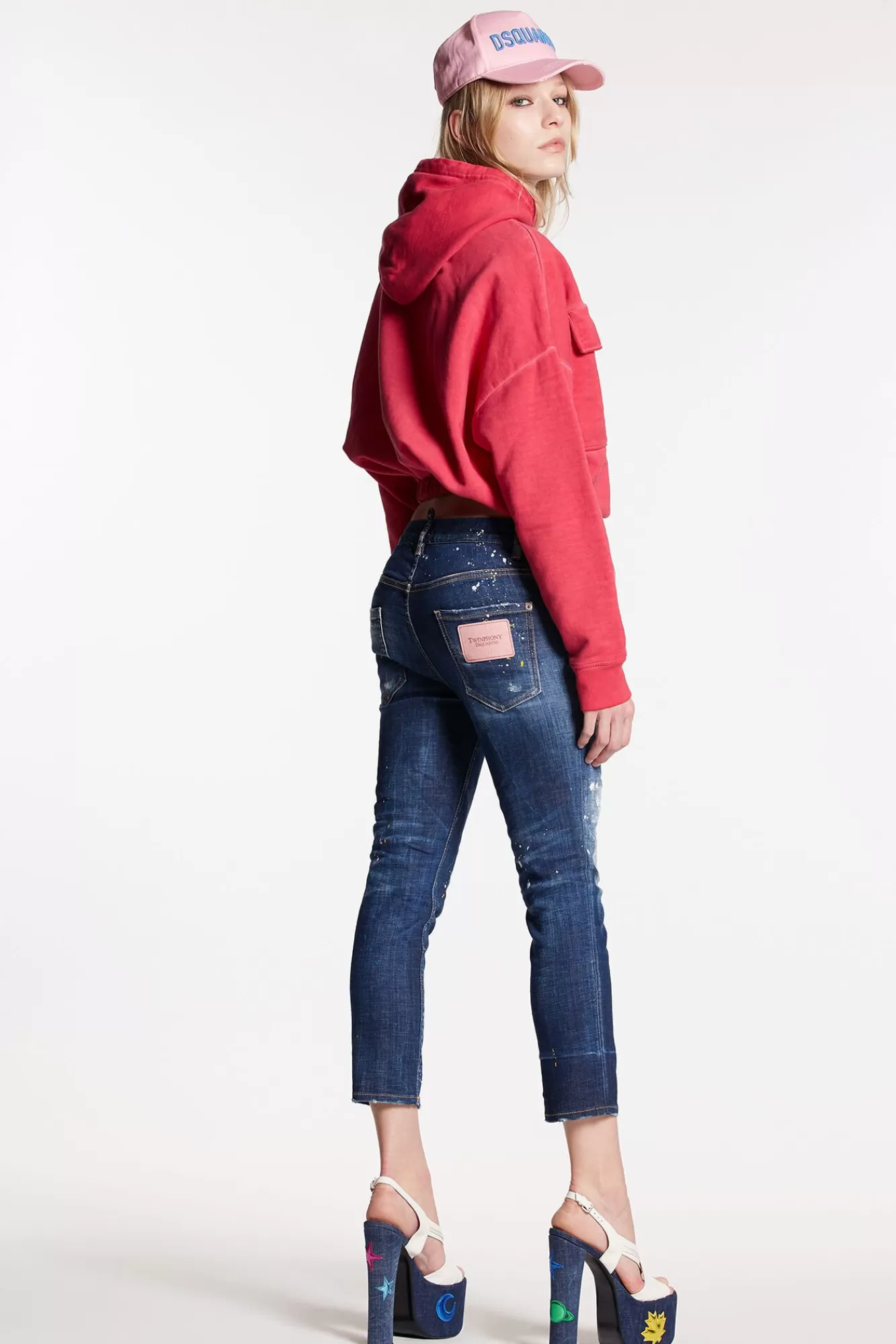 Dark Spotted Wash Cool Girl Cropped Jeans<Dsquared2 Fashion