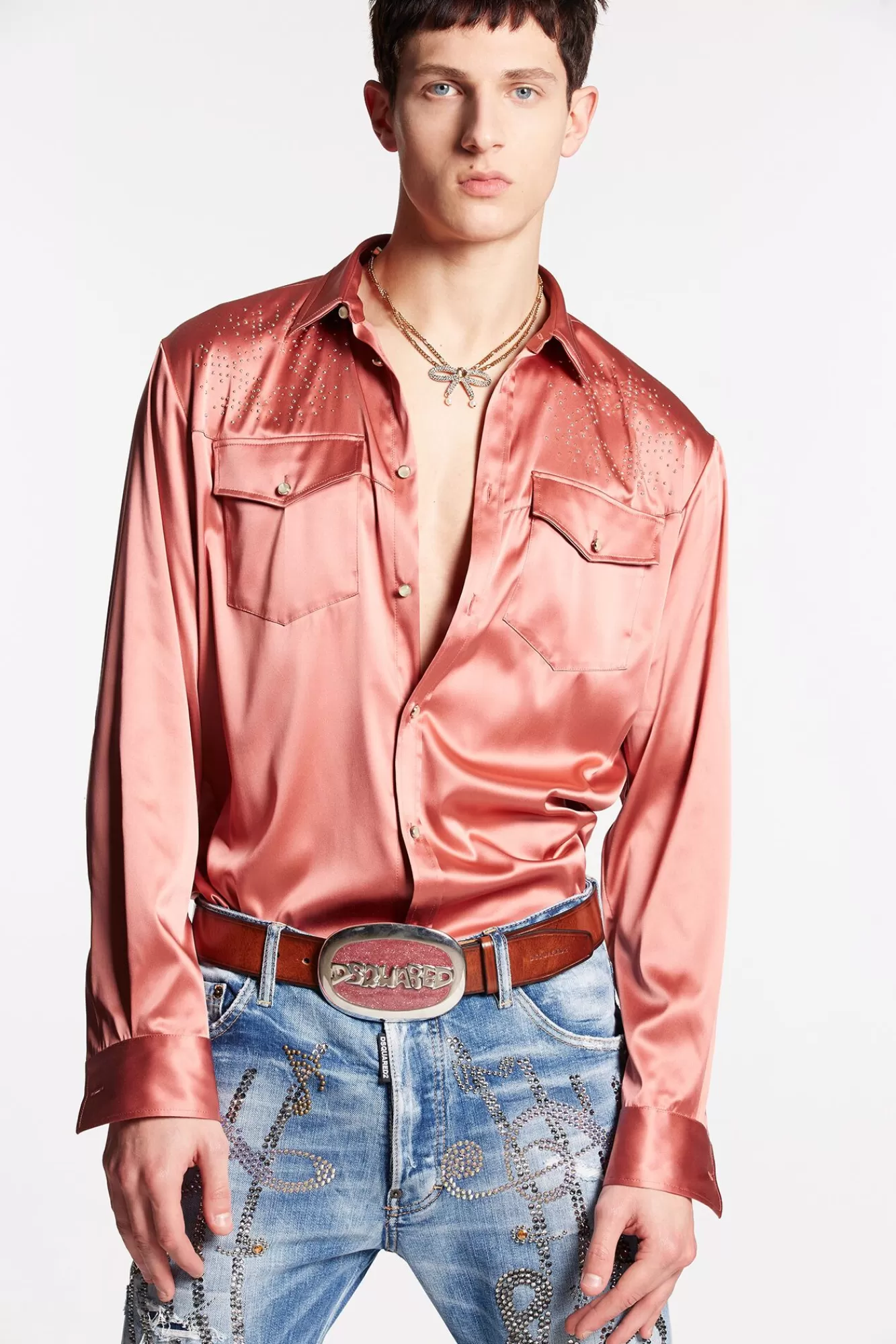 Embellished Satin Shirt<Dsquared2 New