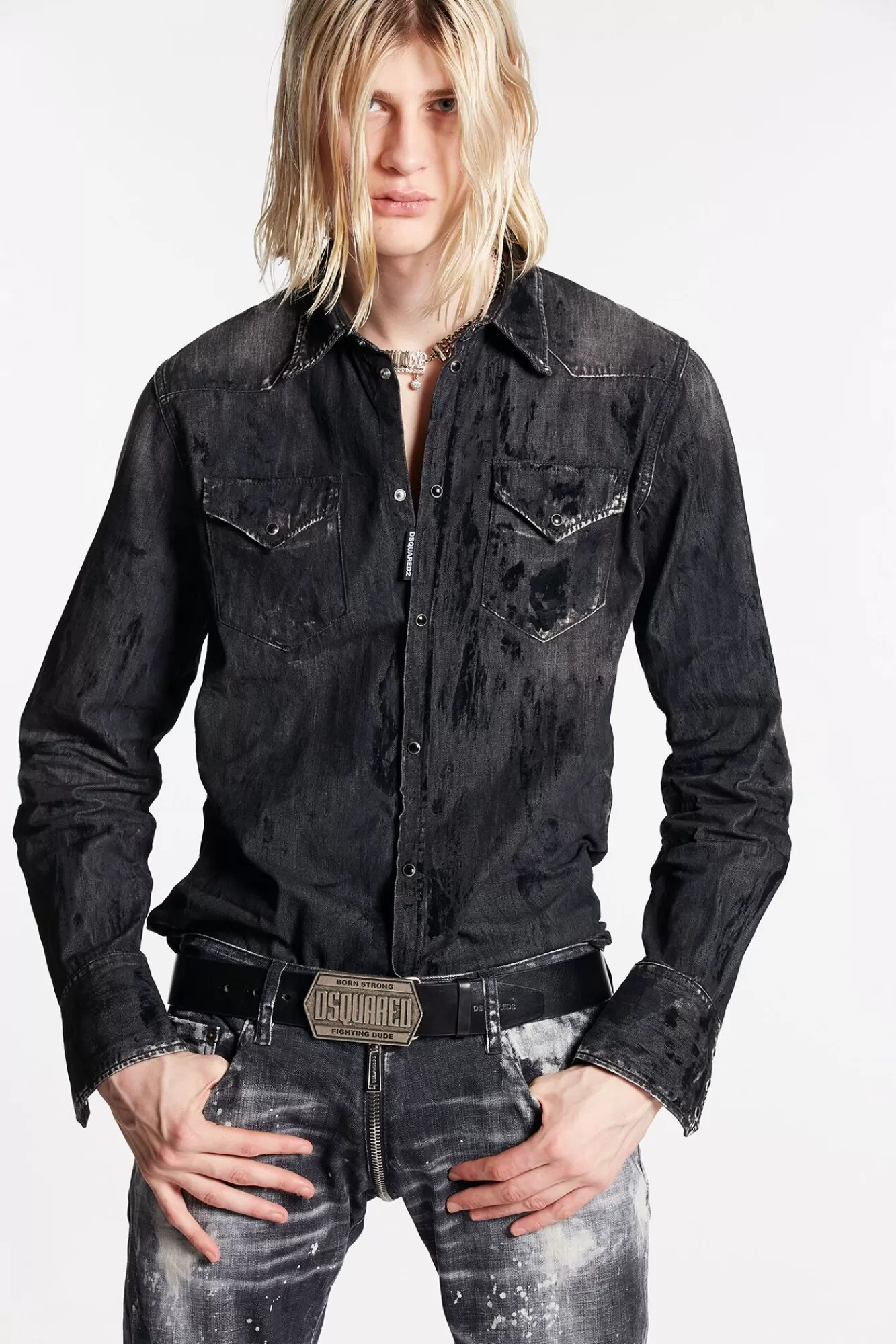 Flock Coated Wash Classic Western Shirt<Dsquared2 Discount