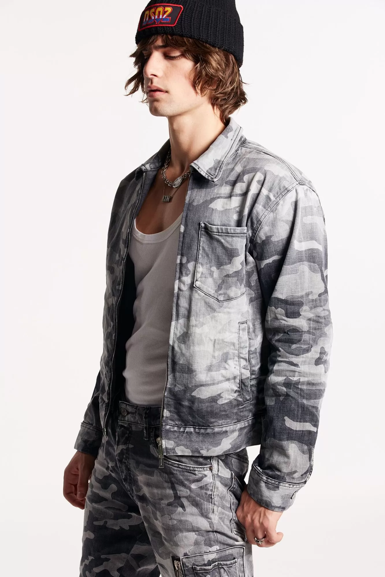 Grey Camo Wash Workwear Jean Jacket<Dsquared2 Hot