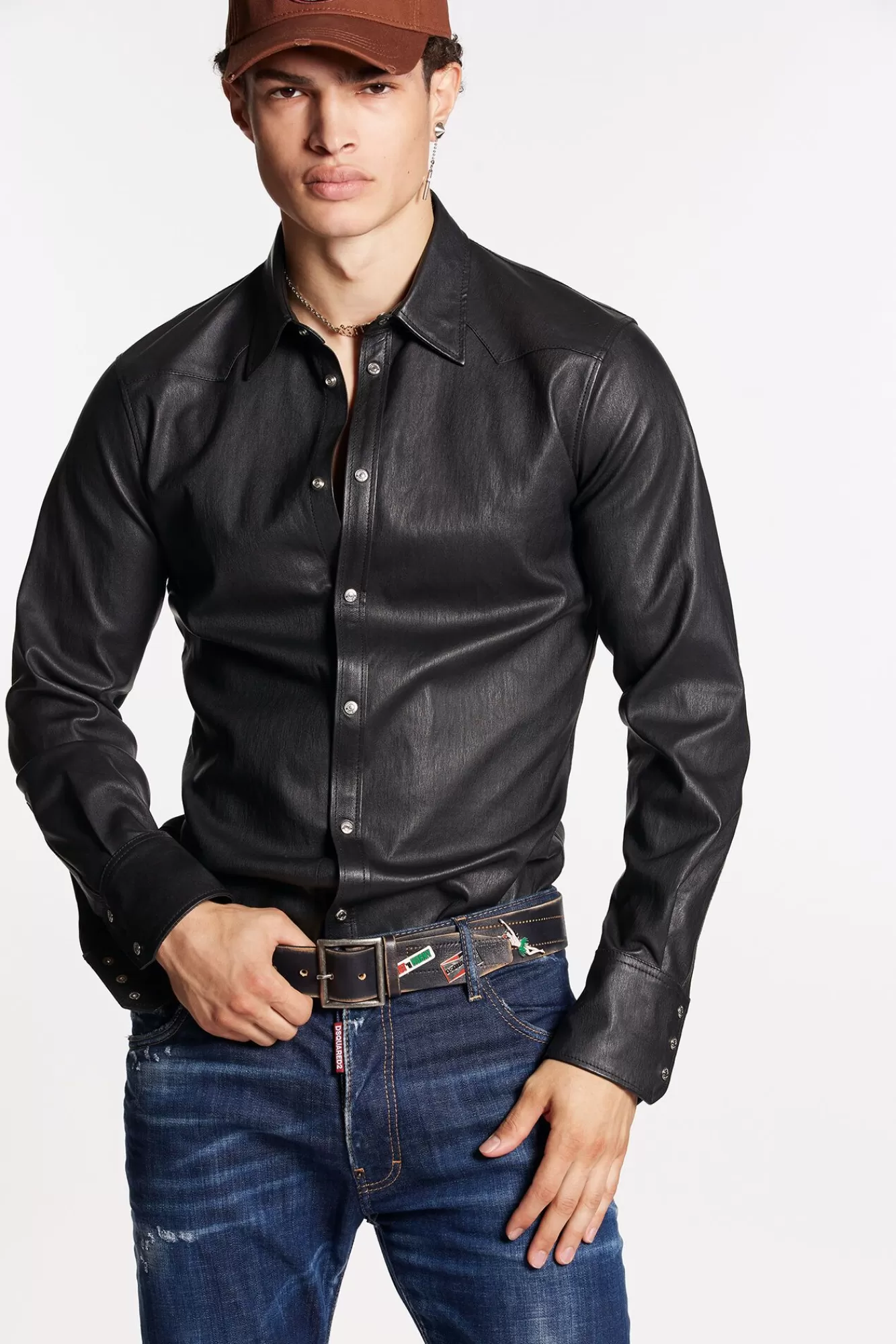 Leather Classic Western Slim Shirt<Dsquared2 Fashion