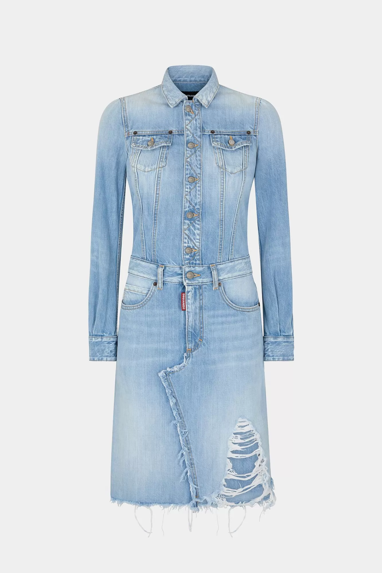 Light Raw Cut Wash Denim Dress<Dsquared2 Shop