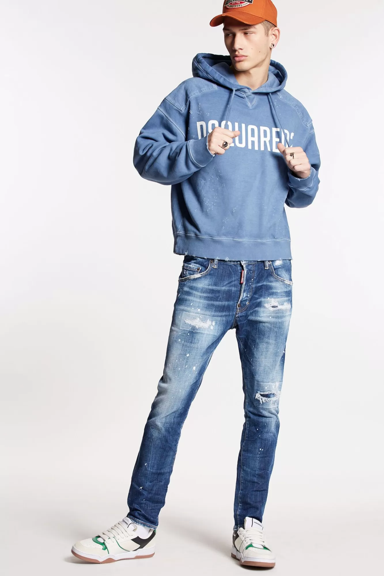 Medium Basic Ripped Wash Skater Jeans<Dsquared2 Outlet