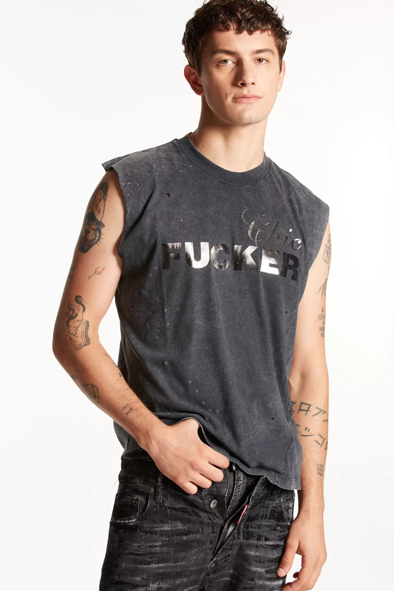 Rock Wash Iron Sleeveless T-Shirt<Dsquared2 Cheap