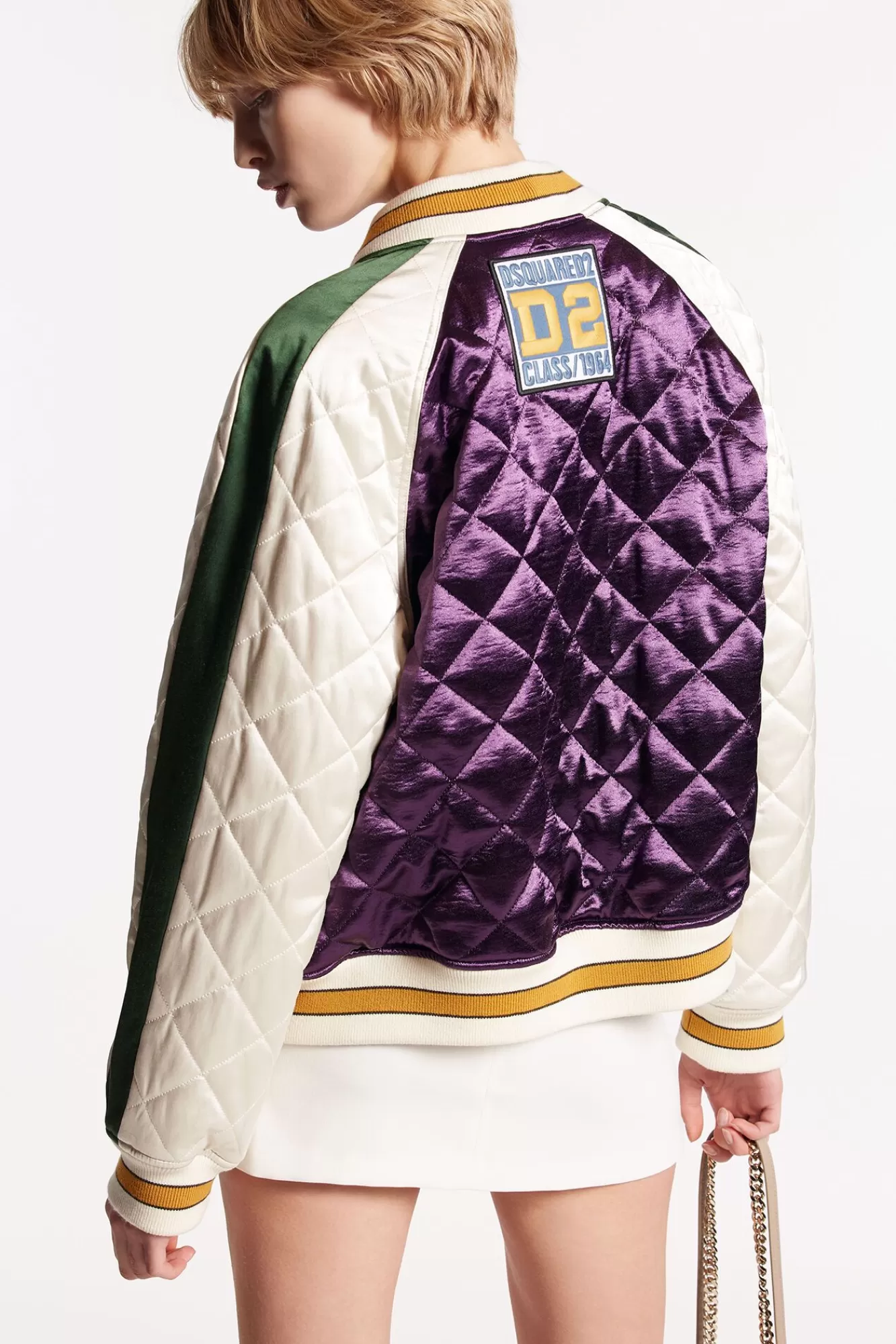 Varsity Satin Bomber Jacket<Dsquared2 Fashion