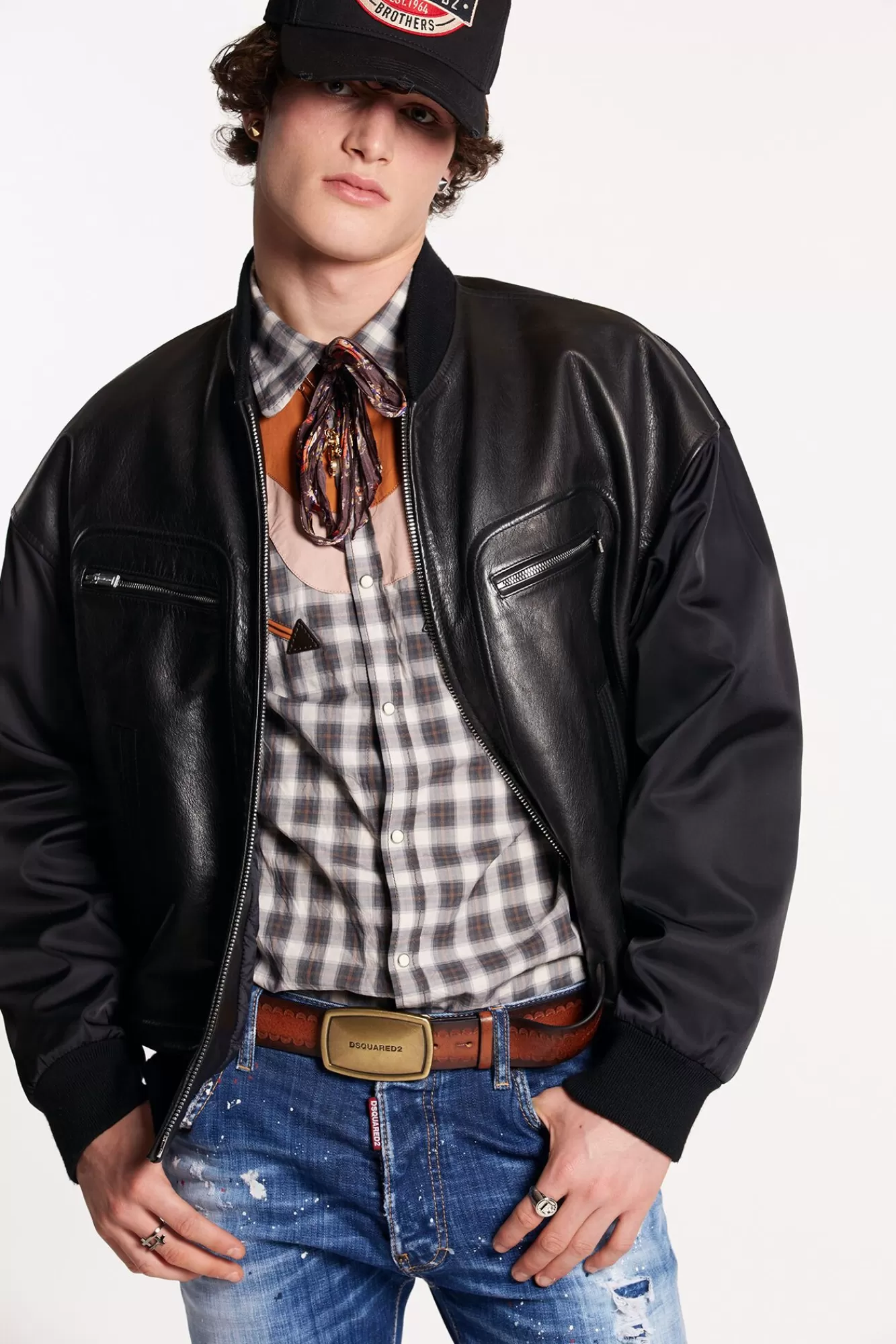 Western Aviator Leather Jacket<Dsquared2 Shop